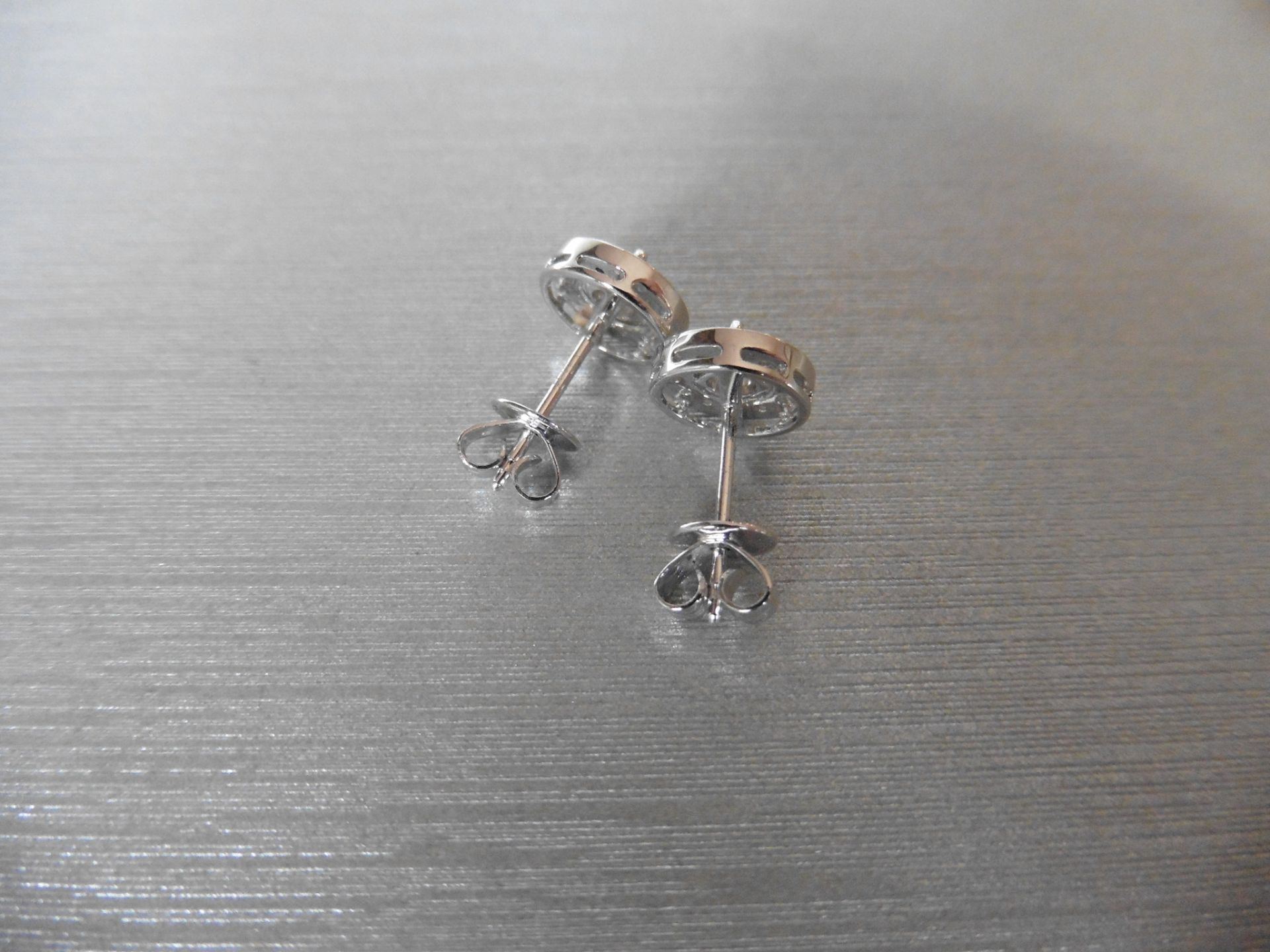 Brand new pair of 18ct white gold diamond set earrings each set with a 0.30ct brilliant cut - Image 3 of 4