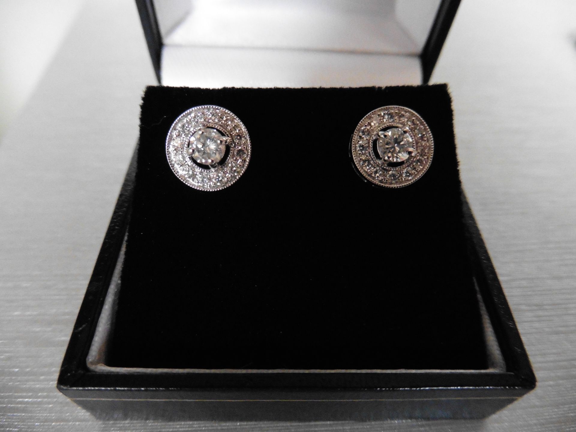 Brand new pair of 18ct white gold diamond set earrings each set with a 0.30ct brilliant cut - Image 4 of 4
