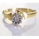 An 18ct Gold Solitaire diamond ring, a single brilliant cut diamond of around 0.2 carats set in an