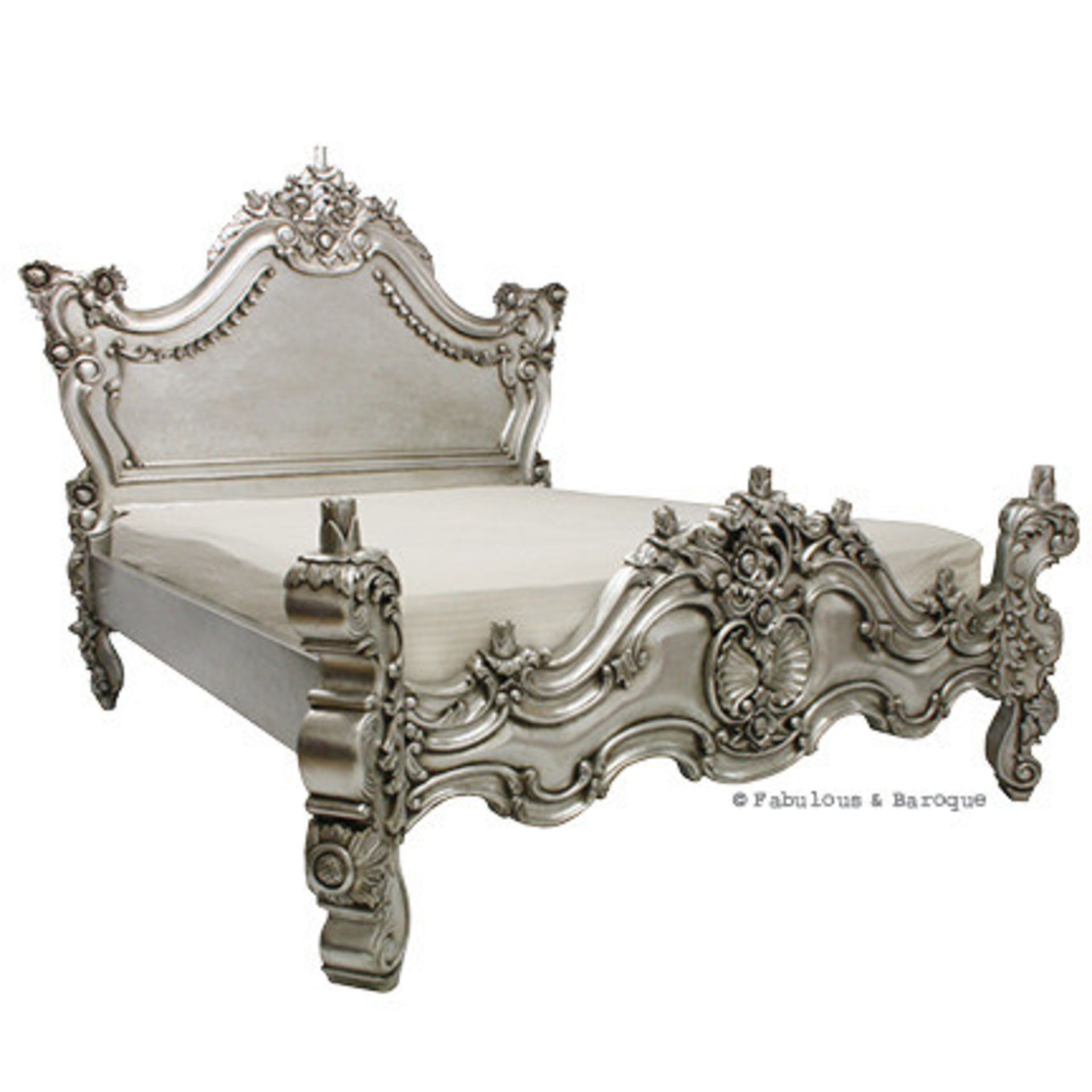 Baroque 4ft 6in double Bed in Silver