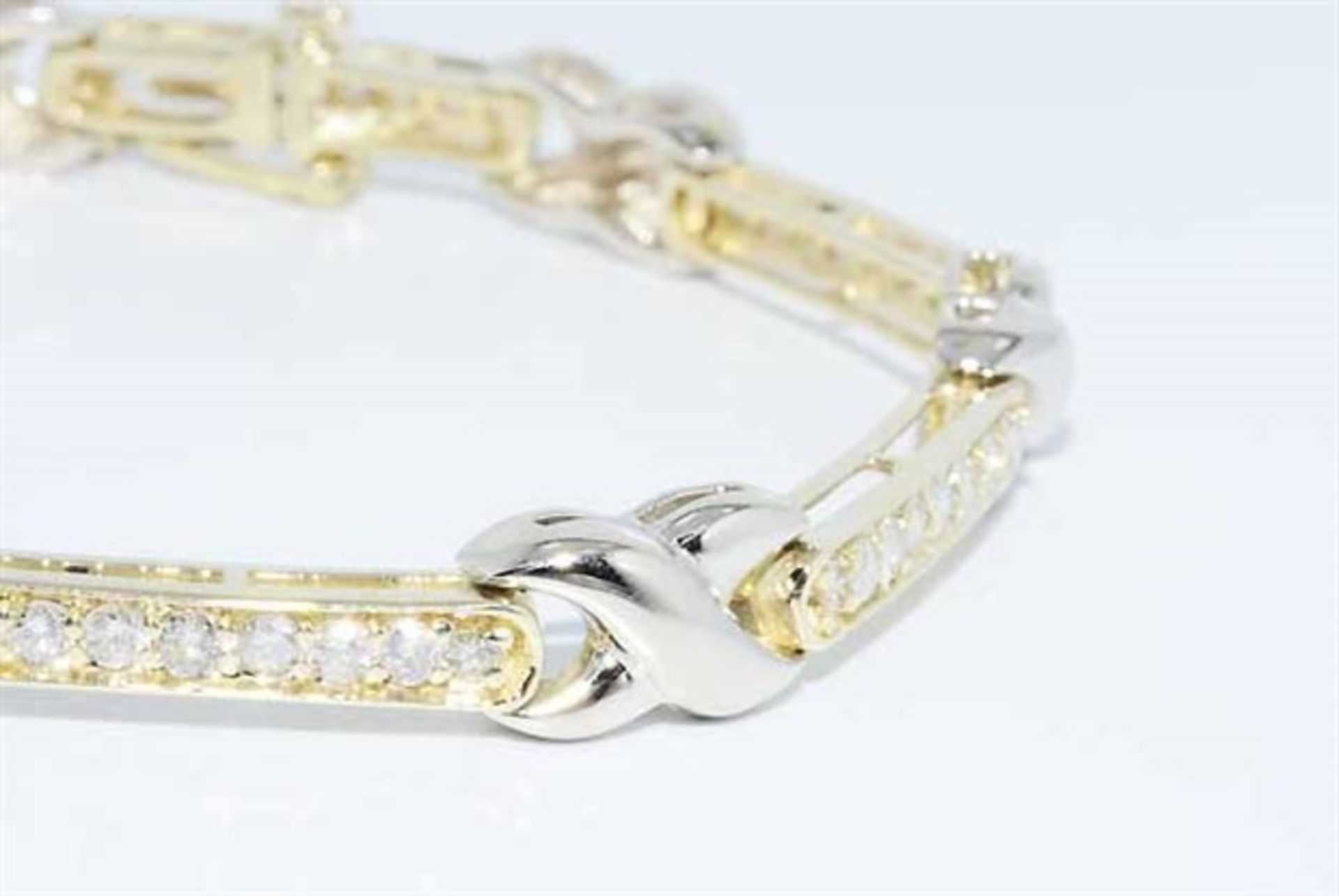 2.16ct Natural White Diamond X Style Tennis Bracelet 14k 2 Tone Gold - Image 3 of 8