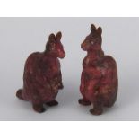 Antique Russian Carved Rhodonite Kangaroos with Russian Faberge Style Diamond Eyes circa 1900