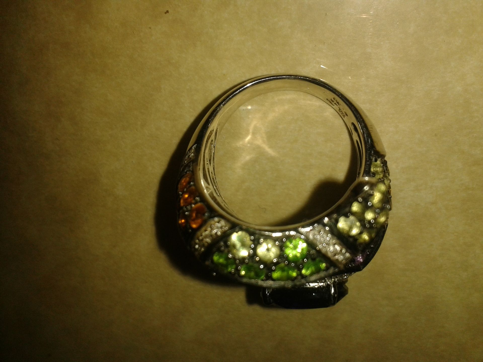 18ct Gold Gem Set Ring With Amethyst, Diamond, Tsavorite & Citrin - Image 7 of 12