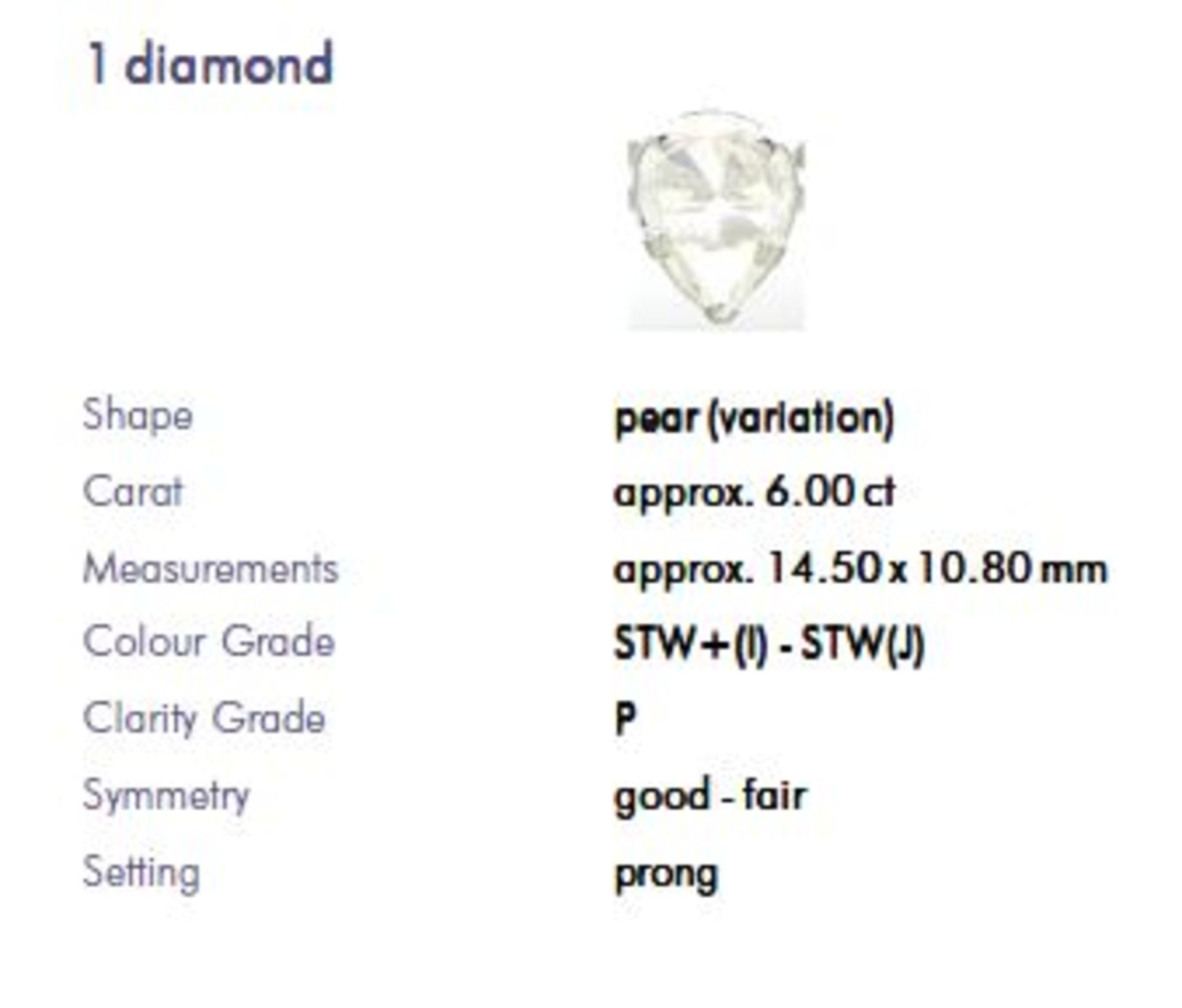 6.04 ct Pear-cut Diamond Solitaire Ring set in 18k White Gold band. - Image 5 of 6