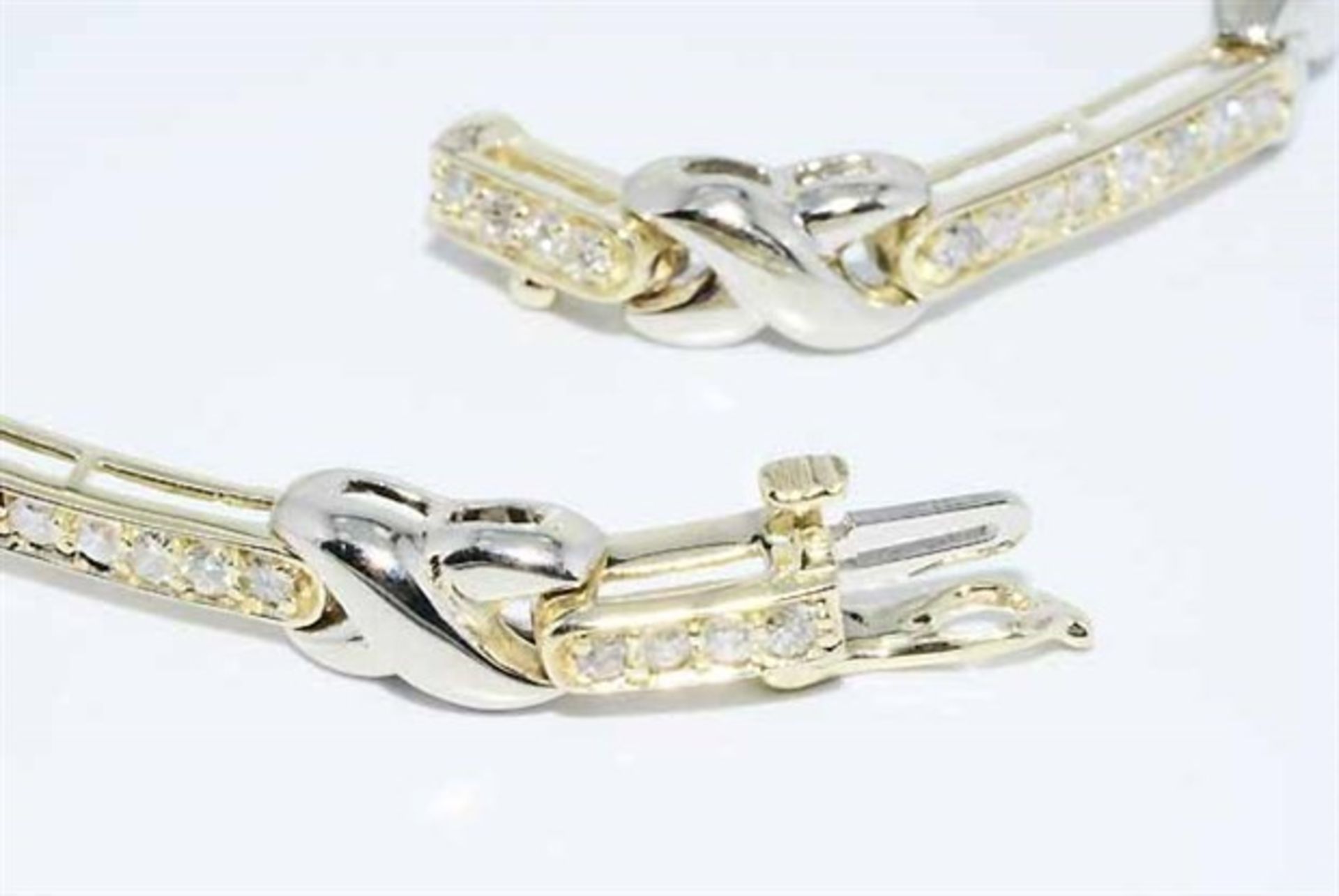 2.16ct Natural White Diamond X Style Tennis Bracelet 14k 2 Tone Gold - Image 7 of 8