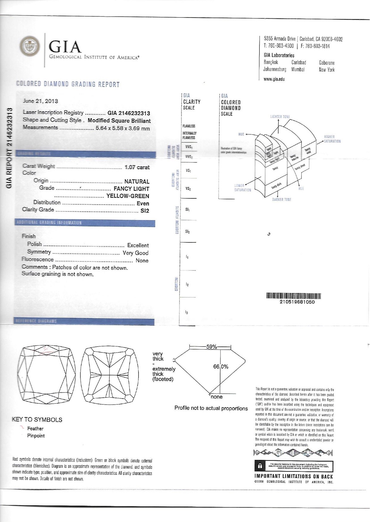 1.07 carat Modified Square Brilliant Diamond - Image 3 of 4