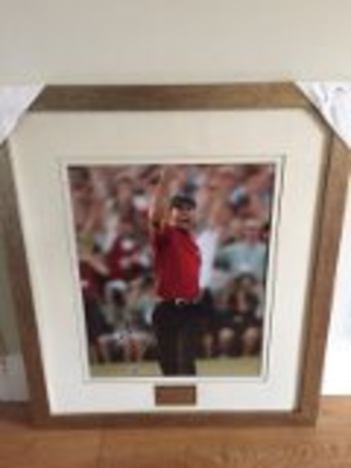 LARGE SIGNED PHOTO OF TIGER WOODS.