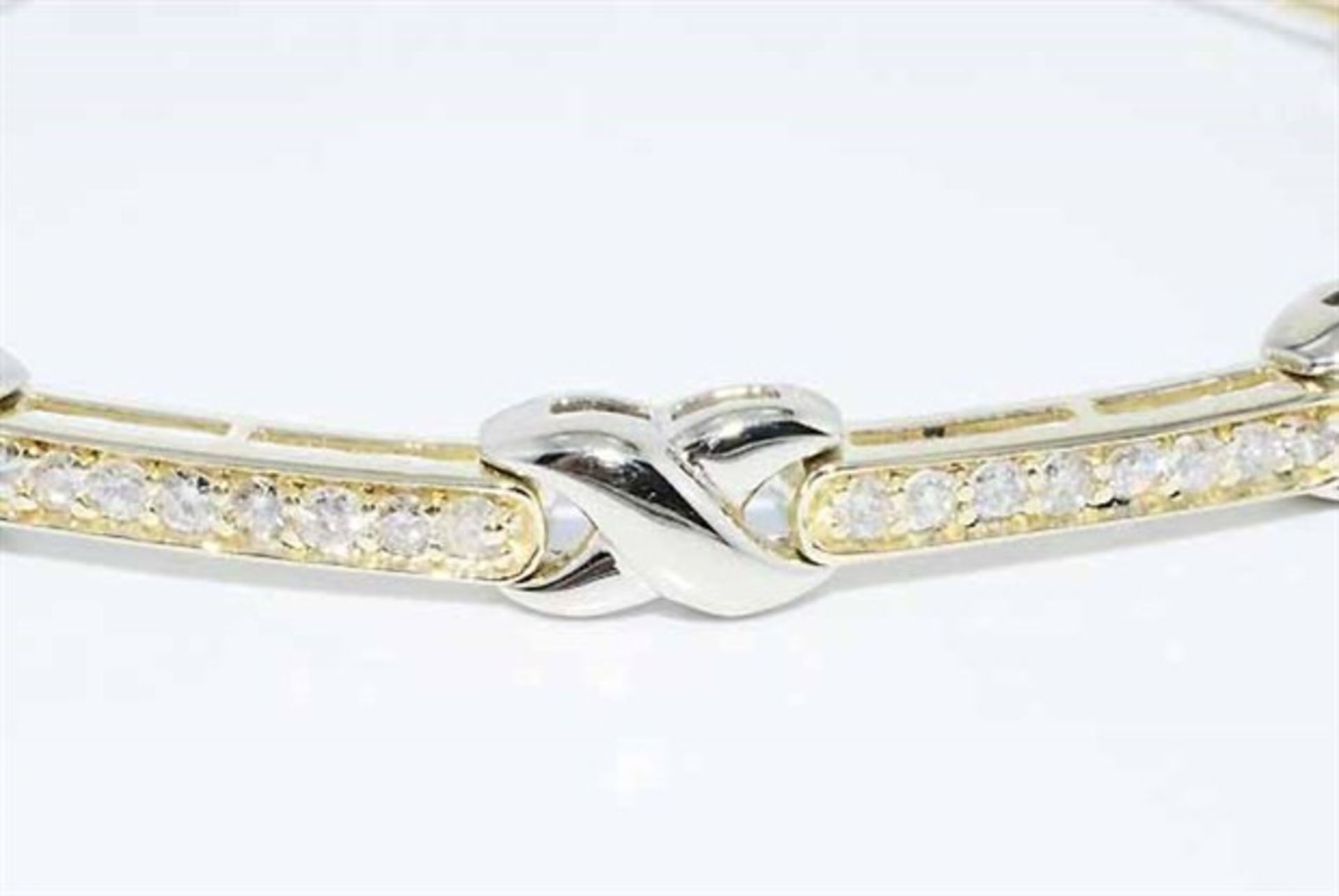 2.16ct Natural White Diamond X Style Tennis Bracelet 14k 2 Tone Gold - Image 2 of 8