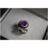 18ct Gold Gem Set Ring With Amethyst, Diamond, Tsavorite & Citrin