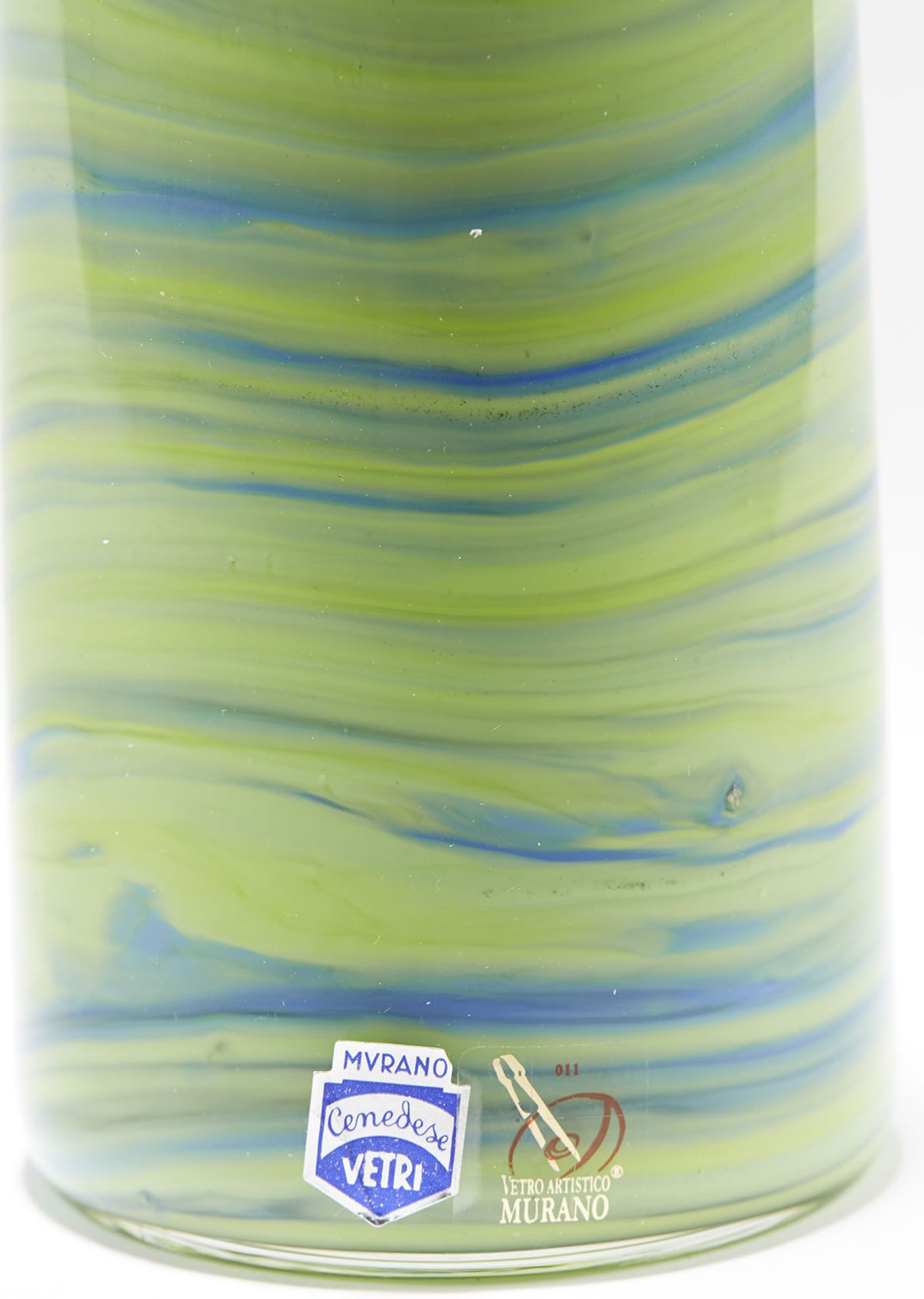 Italian Murano Gino Cenedese Signed Green Marbled Bottle Vase - Image 2 of 8