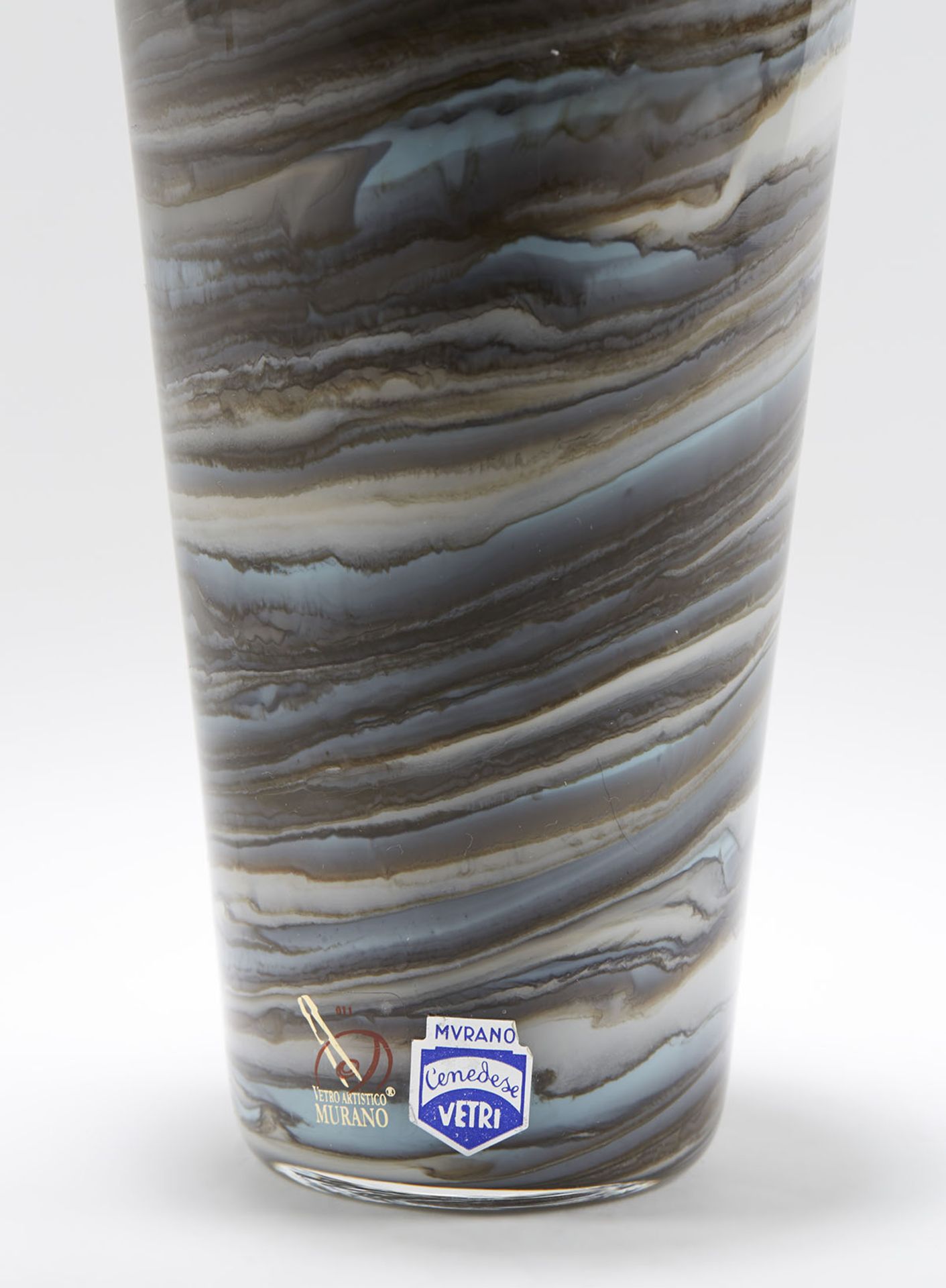 Italian Murano Gino Cenedese Signed Grey Marbled Bottle Vase - Image 2 of 8