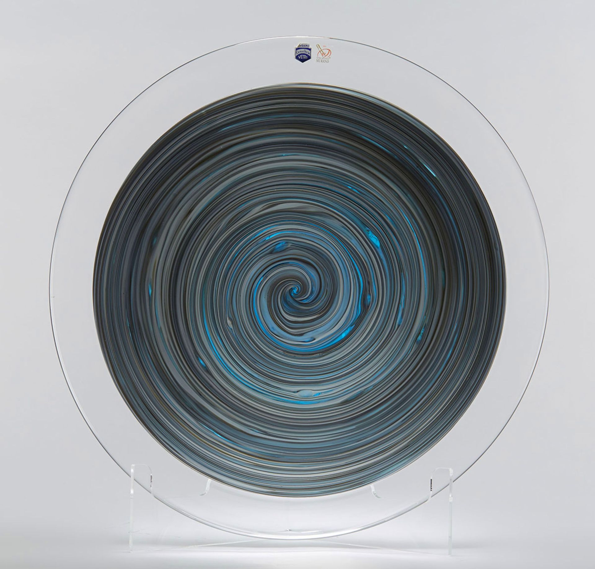 Italian Murano Gino Cenedese Signed Swirl Design Art Glass Charger