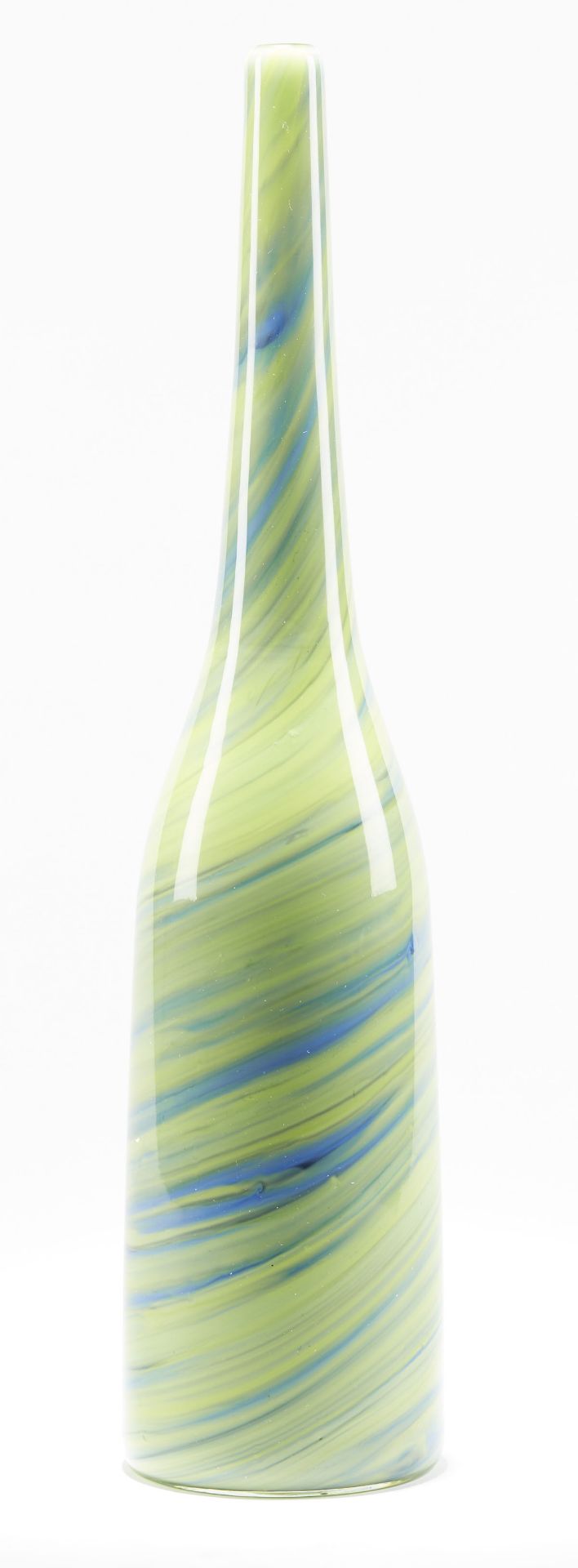 Italian Murano Gino Cenedese Signed Green Marbled Bottle Vase - Image 8 of 8