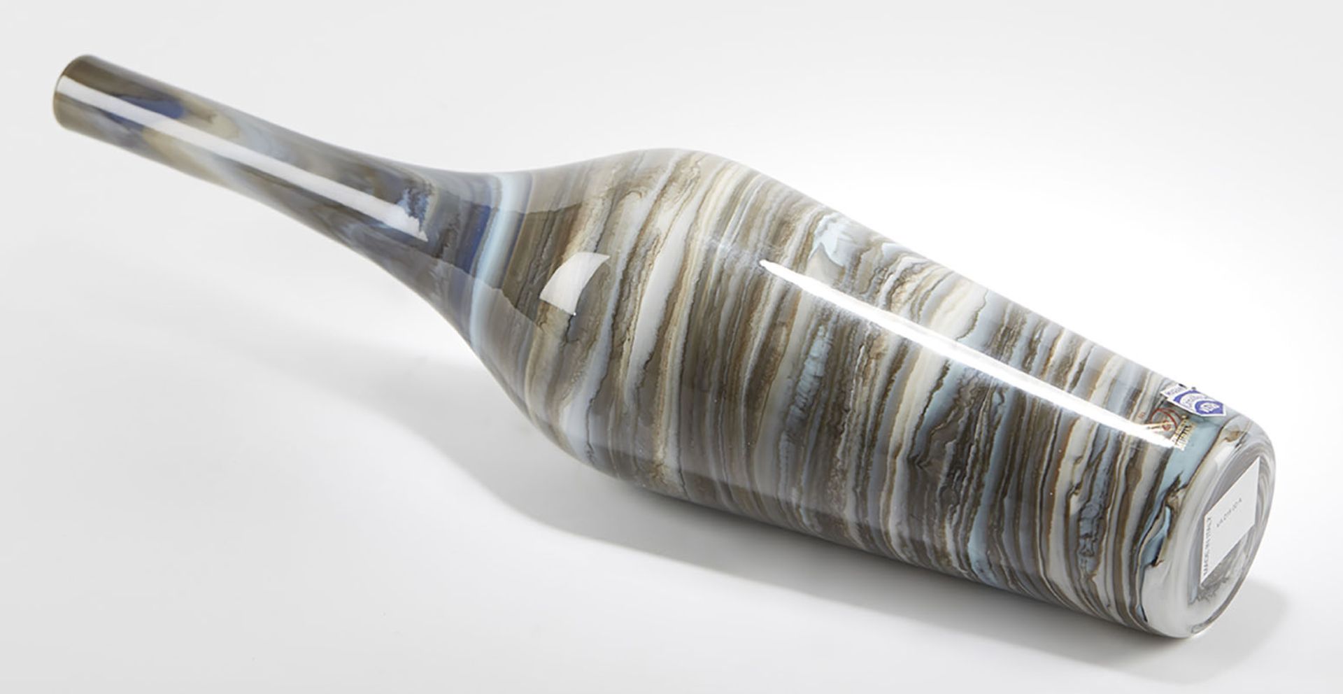 Italian Murano Gino Cenedese Signed Grey Marbled Bottle Vase - Image 8 of 8