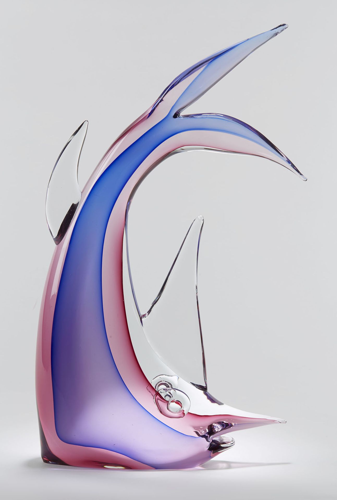 Italian Murano Sommerso Art Glass Leaping Marlin Fish Sculpture - Image 4 of 9