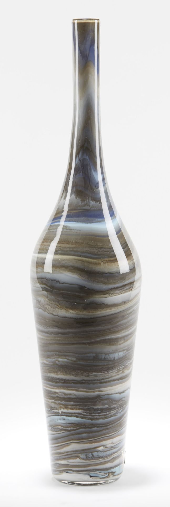 Italian Murano Gino Cenedese Signed Grey Marbled Bottle Vase - Image 4 of 8