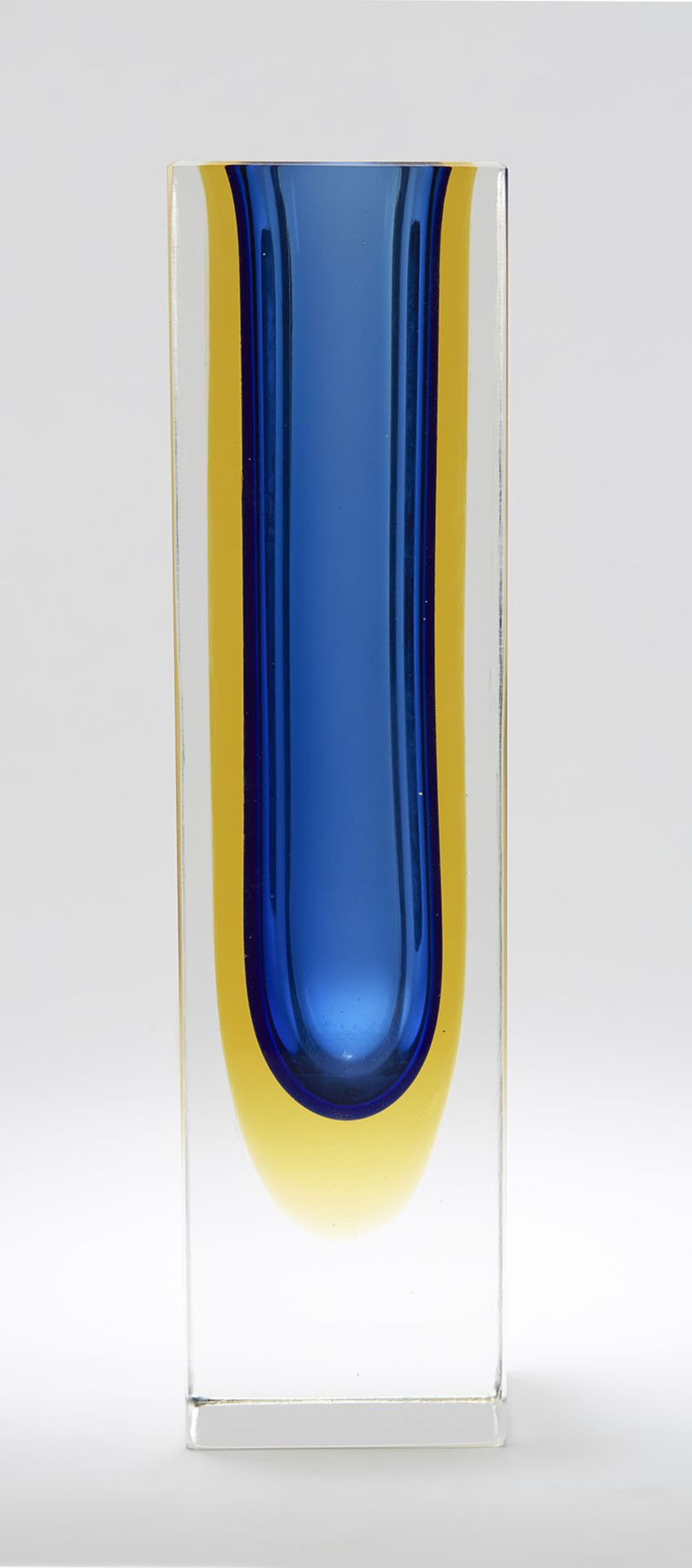 Italian Murano Rectangular Sommerso Glass Vase