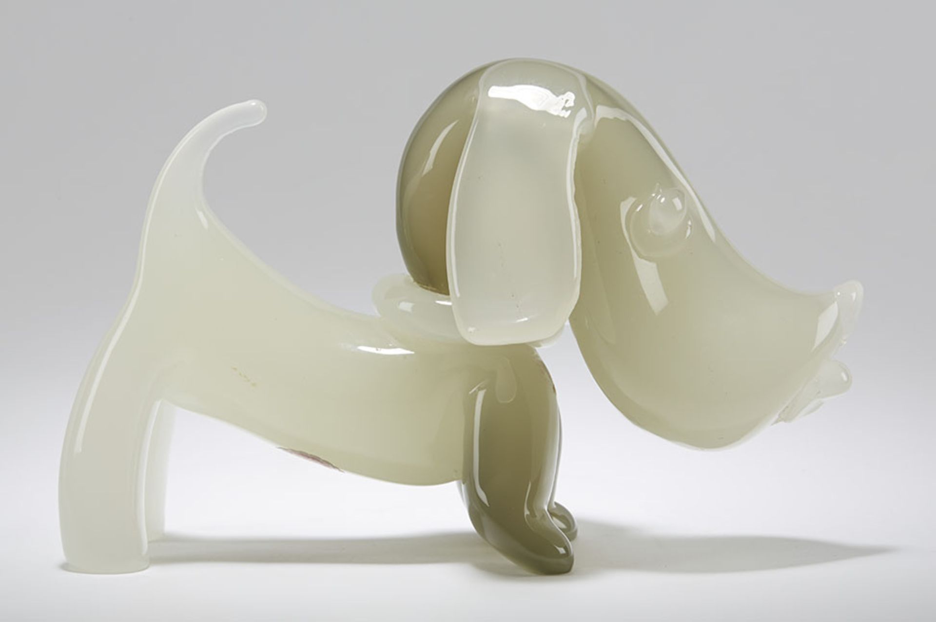 UNUSUAL ITALIAN MURANO OPAQUE ART GLASS DOG FIGURE