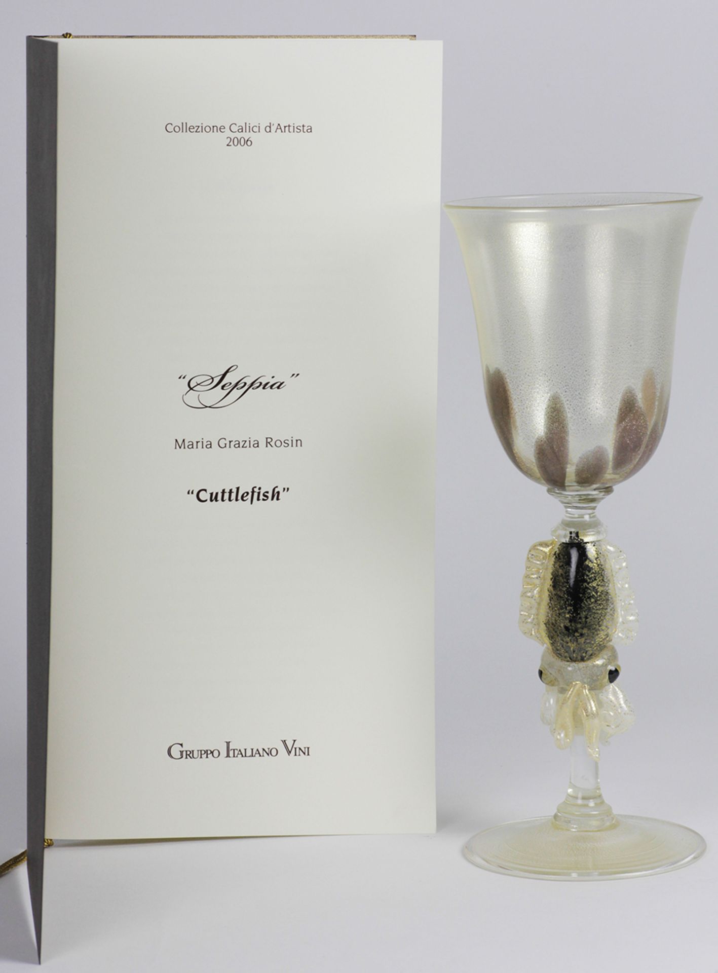 LIMITED EDN VENETAIN 'SEPPIA' ARTISTIC WINE GLASS BY MARIA GRAZIA ROSIN 2006 - Image 8 of 10