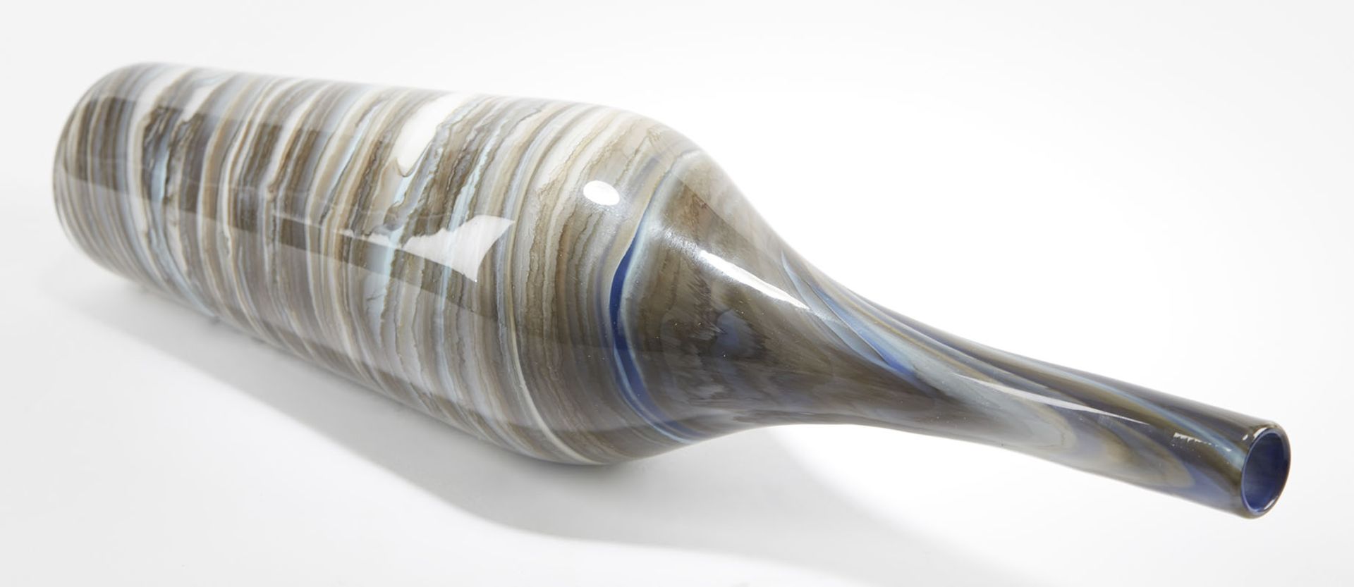 Italian Murano Gino Cenedese Signed Grey Marbled Bottle Vase - Image 6 of 8