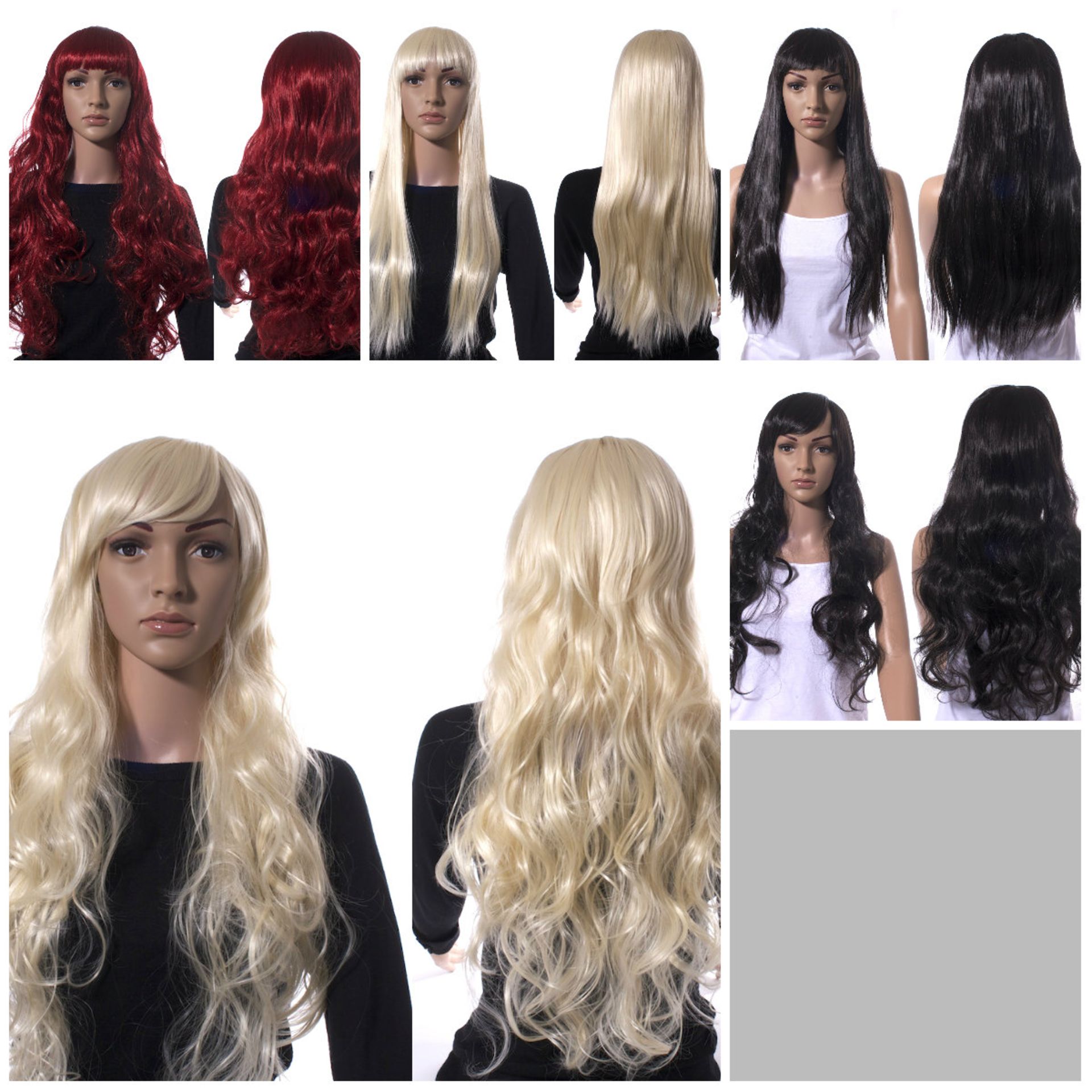 High Resale Value. 134 x High Quality Wigs. Blonde, Red and black. Straight Wavy and Curly. All in