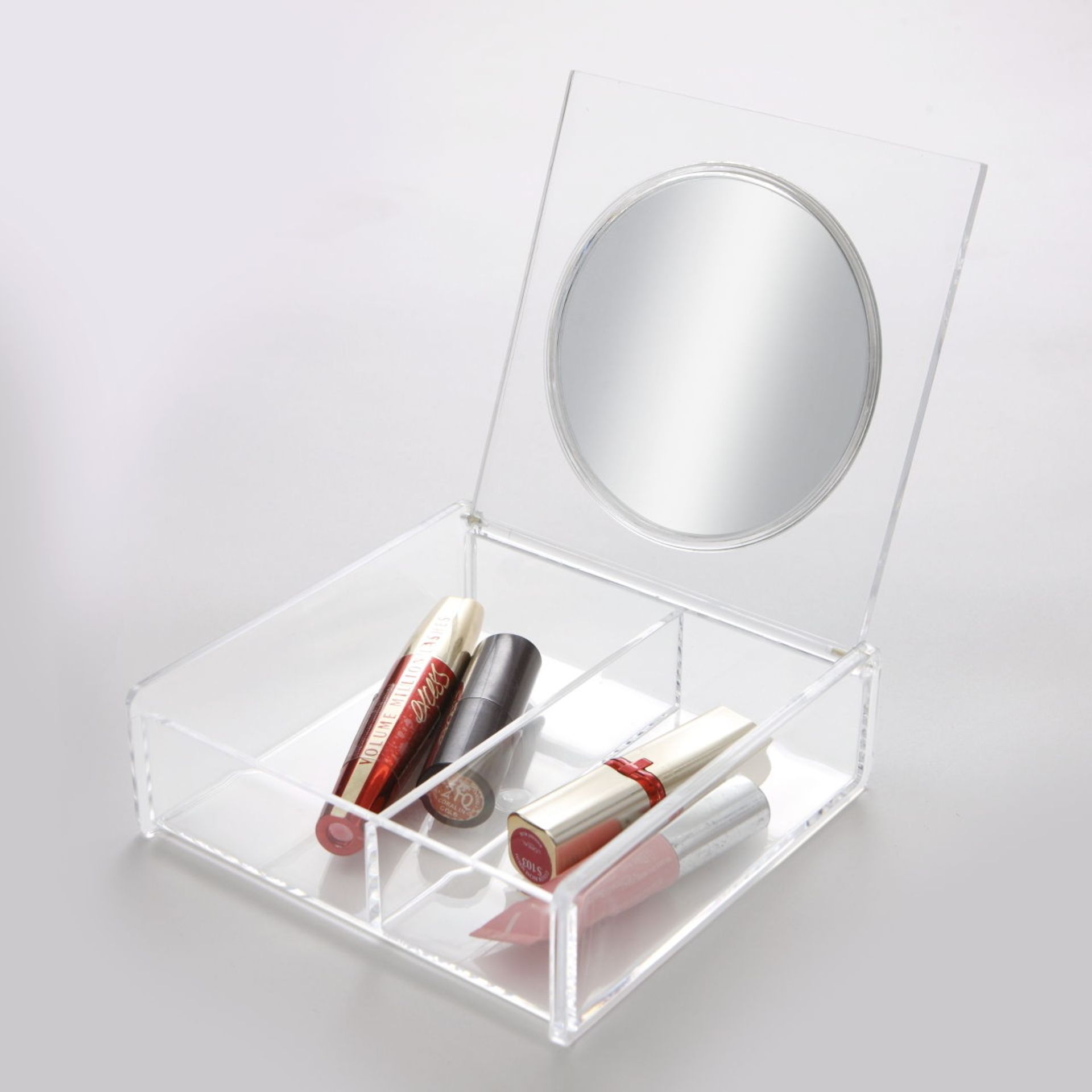 High Resale Value. 137 x Acrylic Cosmetic Organiser and Mirrors 2 section. In retail packing.