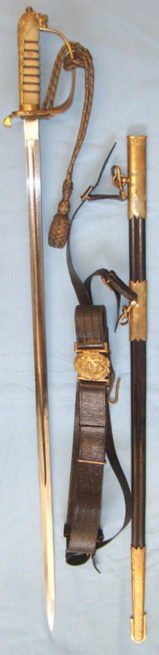 WW1 / WW2 Era British Royal Navy Officer’s King’s Crown Sword By Gieves To C.W.W. Hill - Image 3 of 3