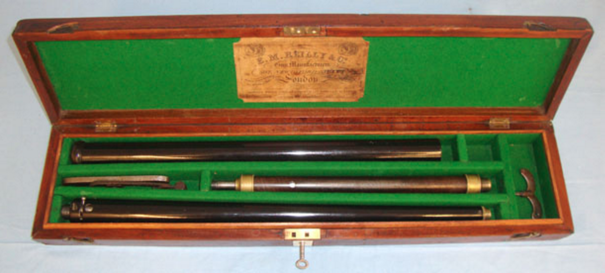 RARE,Cased,'AA' Shot Victorian Air Cane With Pump By E.M. Reilly & Co. London, Original Accessories. - Image 2 of 3