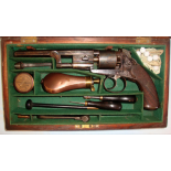 RARE Pre 1887 Bentley Patent 54 Bore Transitional Five Shot Percussion Revolver By Tipping & Lawden