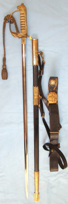 WW1 / WW2 Era British Royal Navy Officer’s King’s Crown Sword By Gieves To C.W.W. Hill