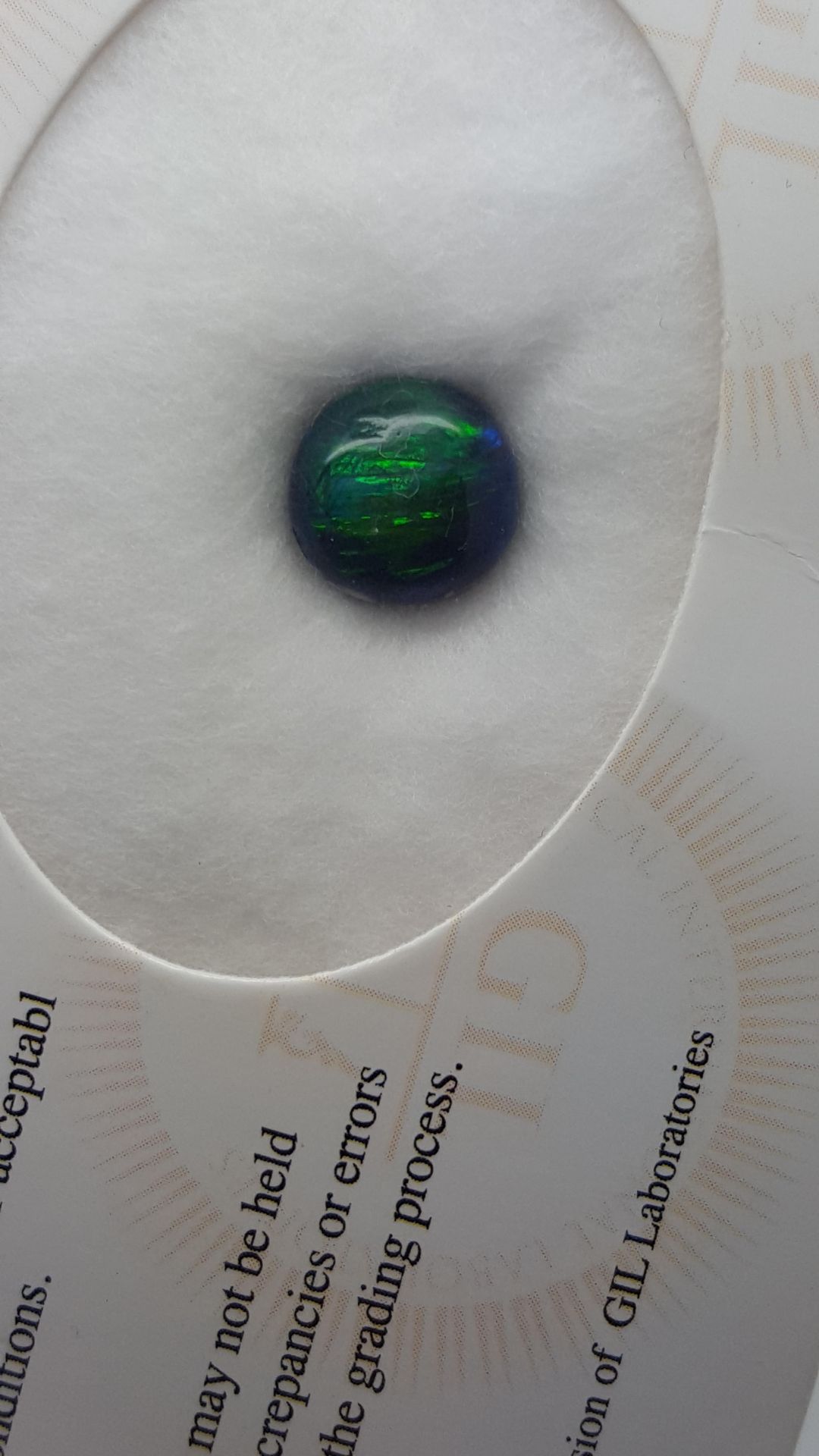 2.01 ct Natural Loose Certified Black Opal with play of colour