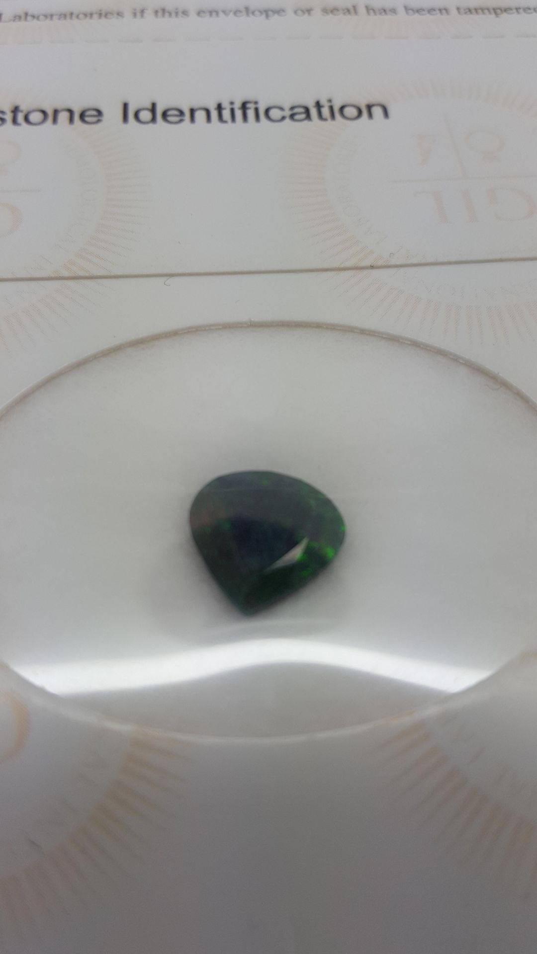 2.11 ct natural loose certified black opal with play of colour