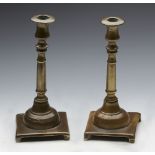 PAIR ANTIQUE SPANISH BRONZE CANDLESTICKS 18TH C.