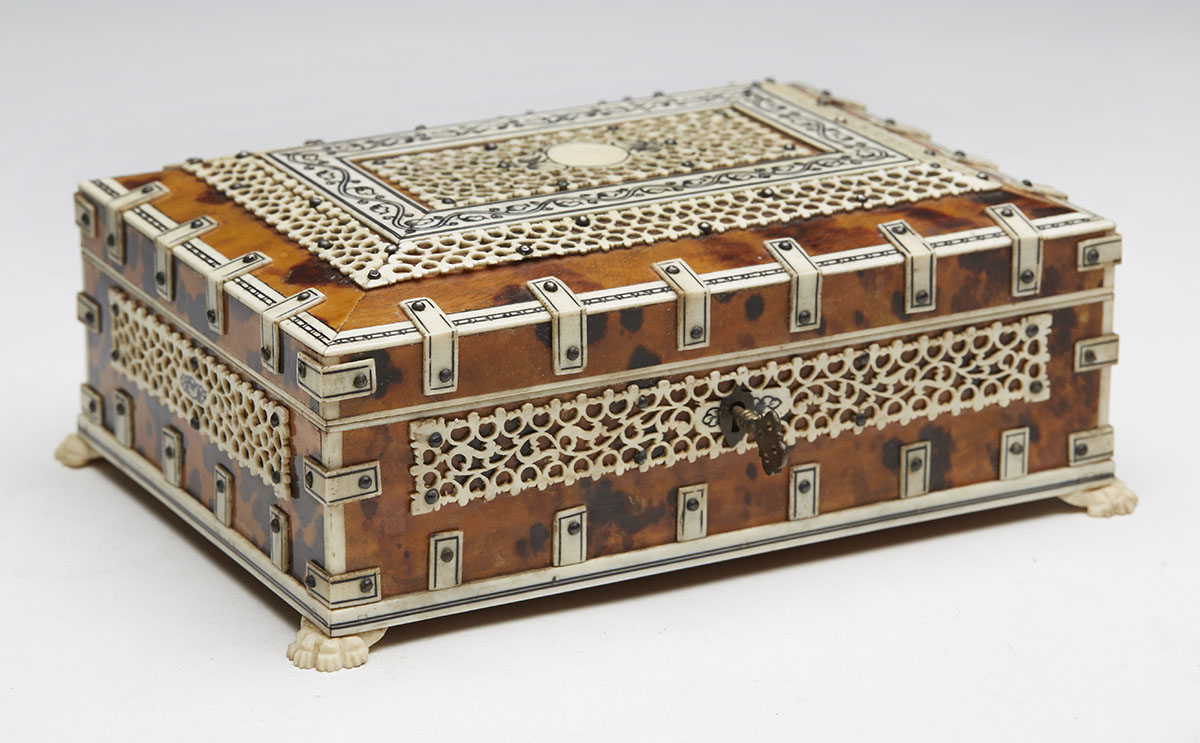 Exceptional Anglo-Indian Ivory & Tortoiseshell Box 19Th C. - Image 11 of 13