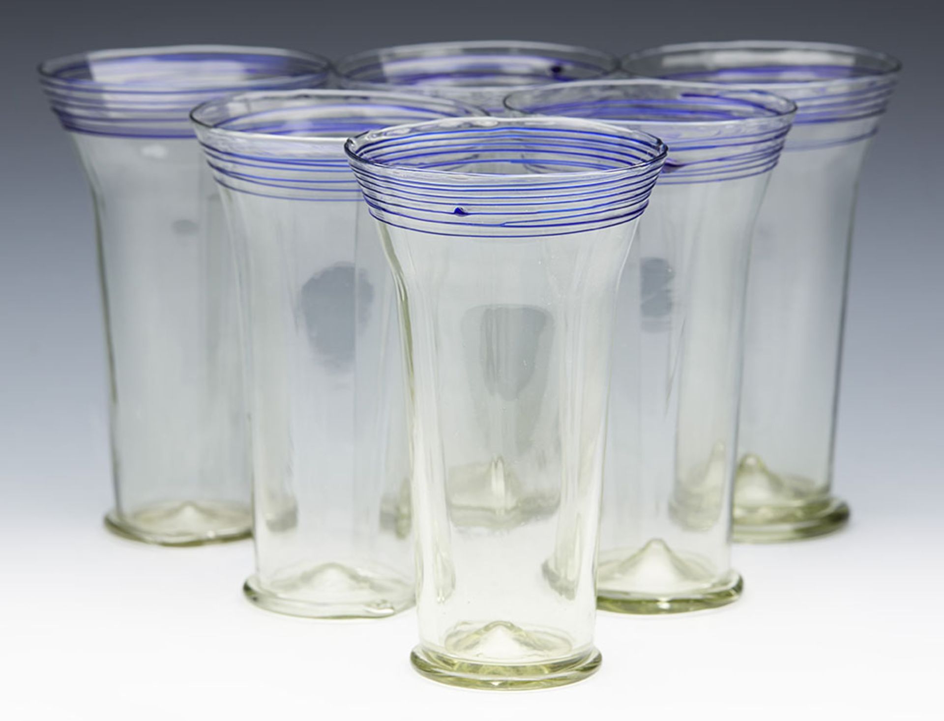 ARTS & CRAFTS SET SIX TUMBLER GLASSES ATTRIBUTED TO JAMES POWELL C.1890 - Image 13 of 14