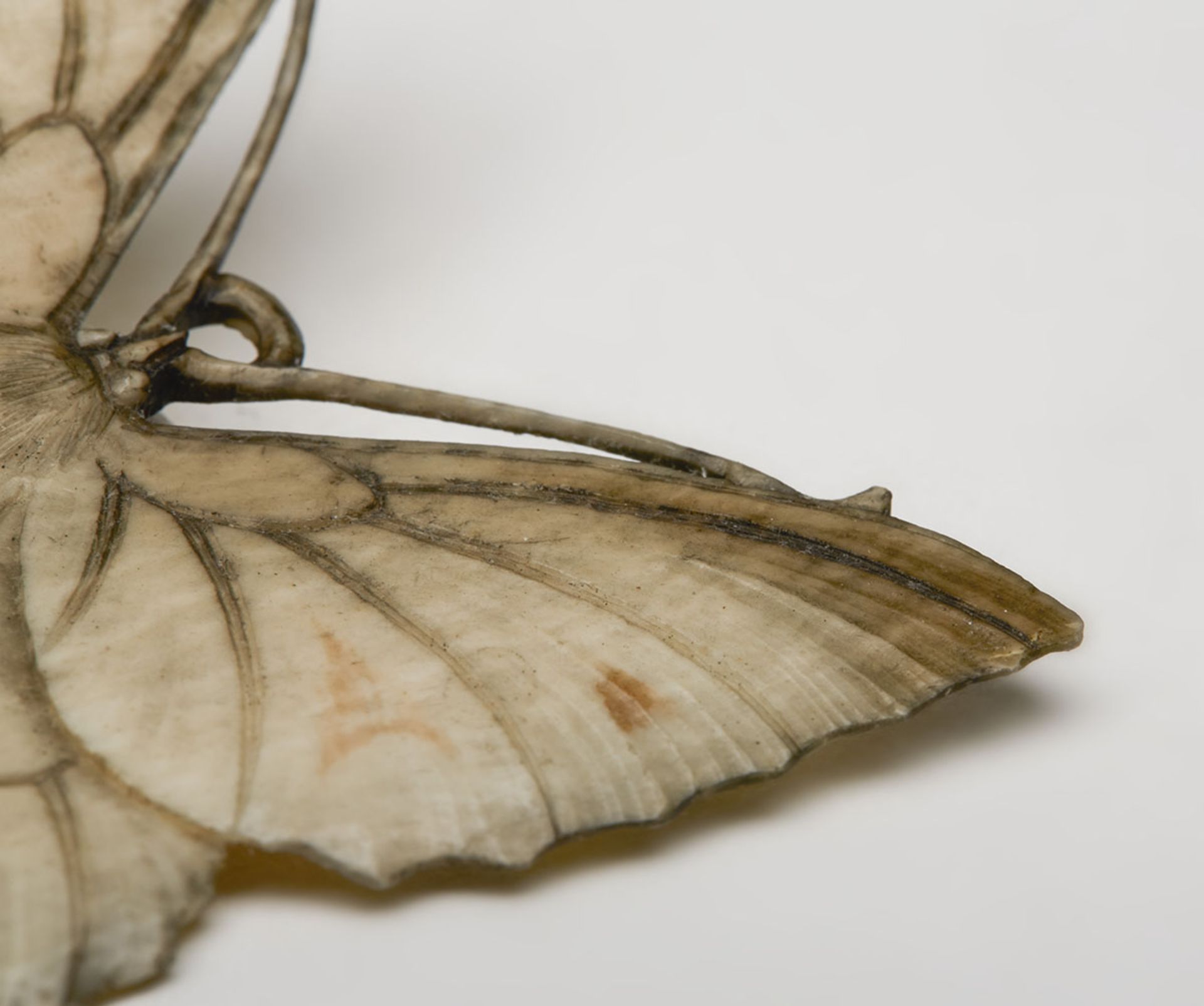 ANTIQUE CARVED IVORY BUTTERFLY PENDANT CHINESE? 19TH C. - Image 3 of 6