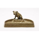 AUSTRIAN ART NOUVEAU BRONZE BULLDOG CARD TRAY c.1900