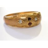 An Early 20th Century 18ct gold, Diamond and Garnet Ring. 3.1grams. Size N.