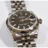 ROLEX DATEJUST LADIES WATCH - Polished bezel with brushed stainless steel strap, With full