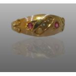 A Victorian 14Ct Gold Ruby and Peal Ring