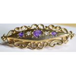 An 18ct gold amethyst and diamond victorian broach