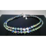 VINTAGE TWO STRAND CRYSTAL BEAD NECKLACE A beautiful vintage two strand crystal aurora borealis