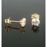 9CT GOLD STUD EARRINGS, EACH SET WITH A STUNNING ROUND CUT WHITE STONE (CUBIC ZIRCONIA) Low cost