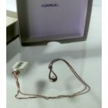 UNWORN H SAMUEL 925 SILVER NECKLACE HAVING TEARDROP PENDANT SET WITH A CUBIC ZIRCONIA. Labelled,