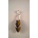 BRAND NEW WONDERFUL STERLING SILVER TIGERS EYE AND CZ PENDANT A very pretty and unusual brand new