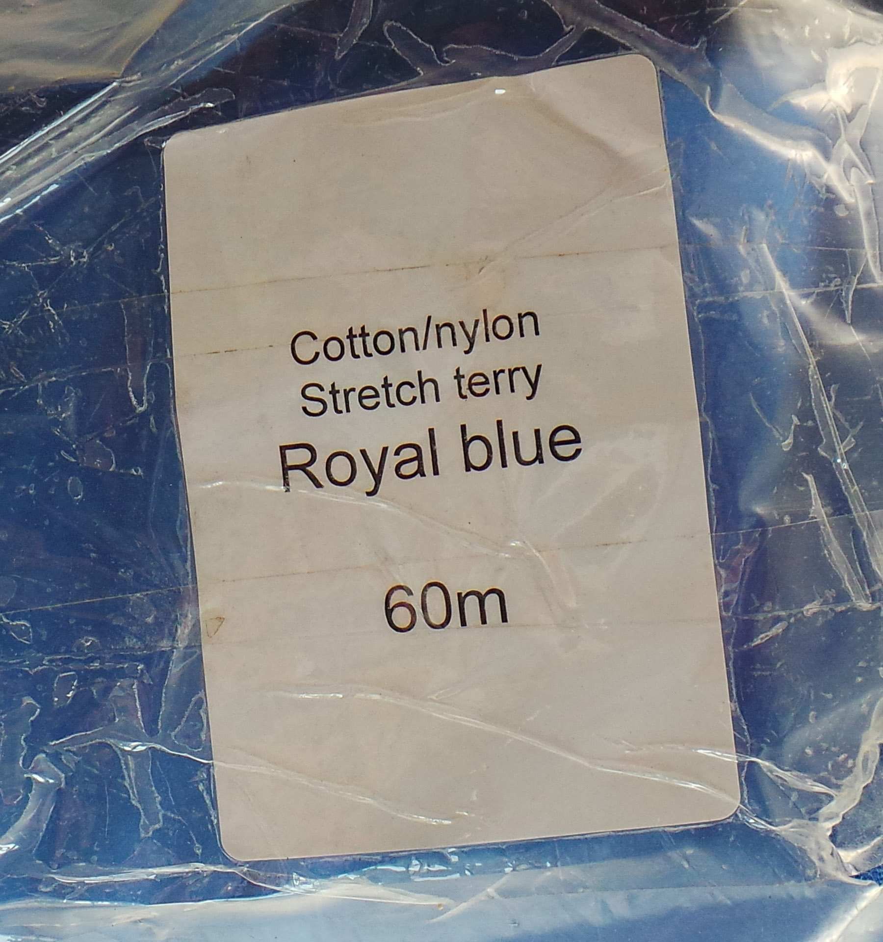 One Off Joblot of 60 Square Metres of Royal Blue Stretch Terry Towelling Fabrics - Image 3 of 5