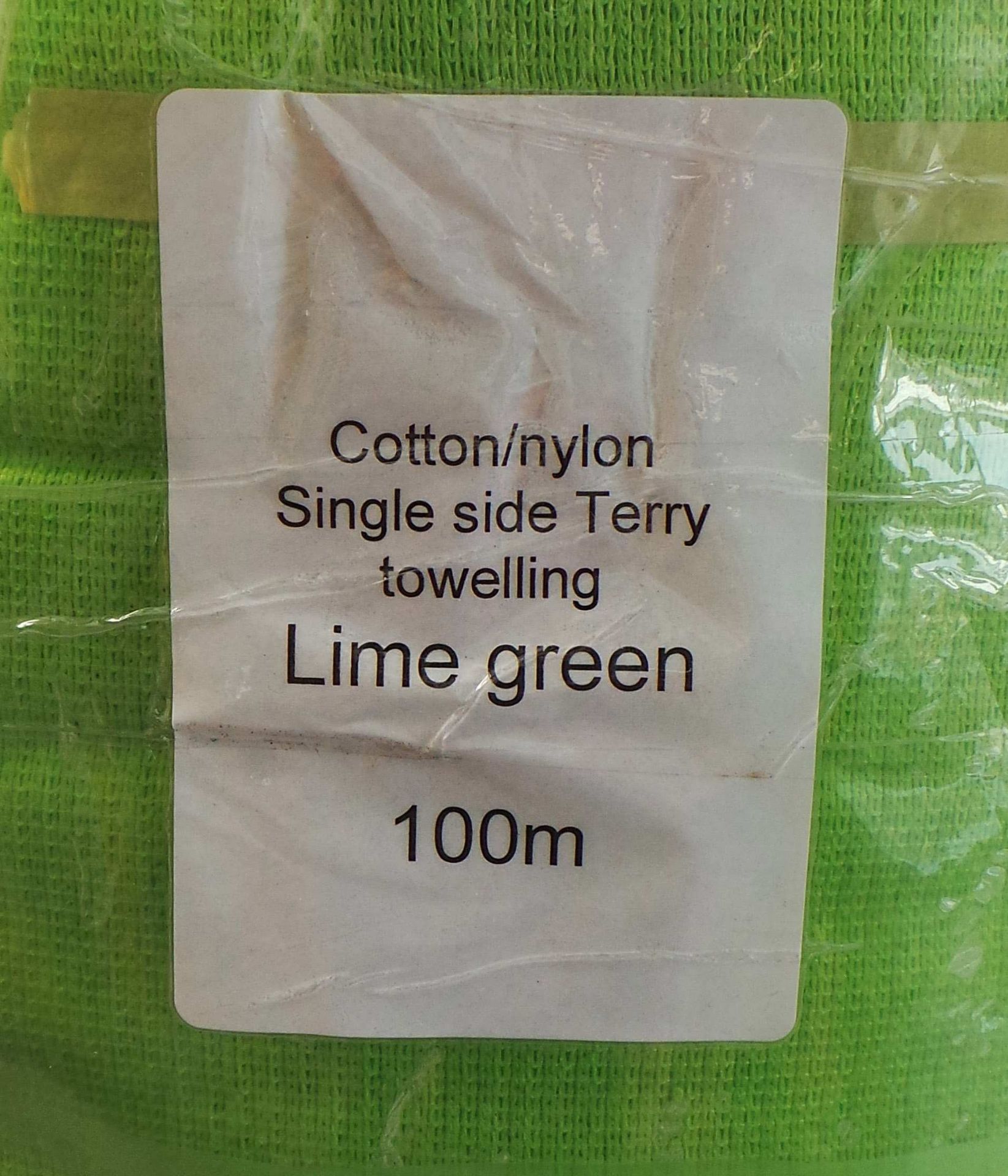 One Off Joblot of 100 Square Metres of Lime Green Terry Cotton/Nylon Fabrics - Image 3 of 5