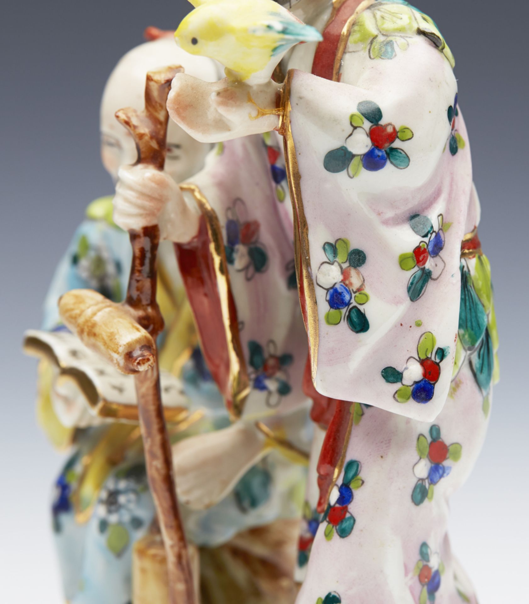 ANTIQUE CONTINENTAL PORCELAIN FIGURE OF TWO CHINESE ELDERS 19TH C. - Image 8 of 12