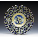 Antique Richard Ginori Maiolica Lustre Crested Dish C.1890