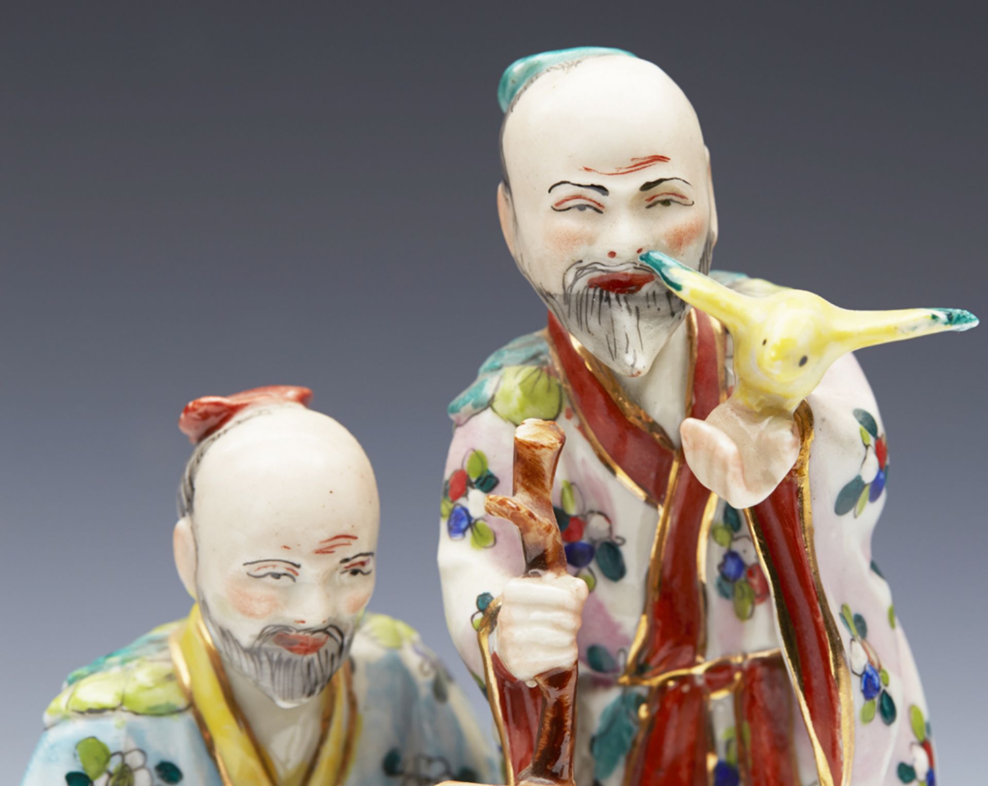 ANTIQUE CONTINENTAL PORCELAIN FIGURE OF TWO CHINESE ELDERS 19TH C. - Image 12 of 12